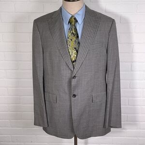 Banana Republic Blazer Men 44R Gray Pinstripe Trabaldo Togna Wool‎ Cashmere
